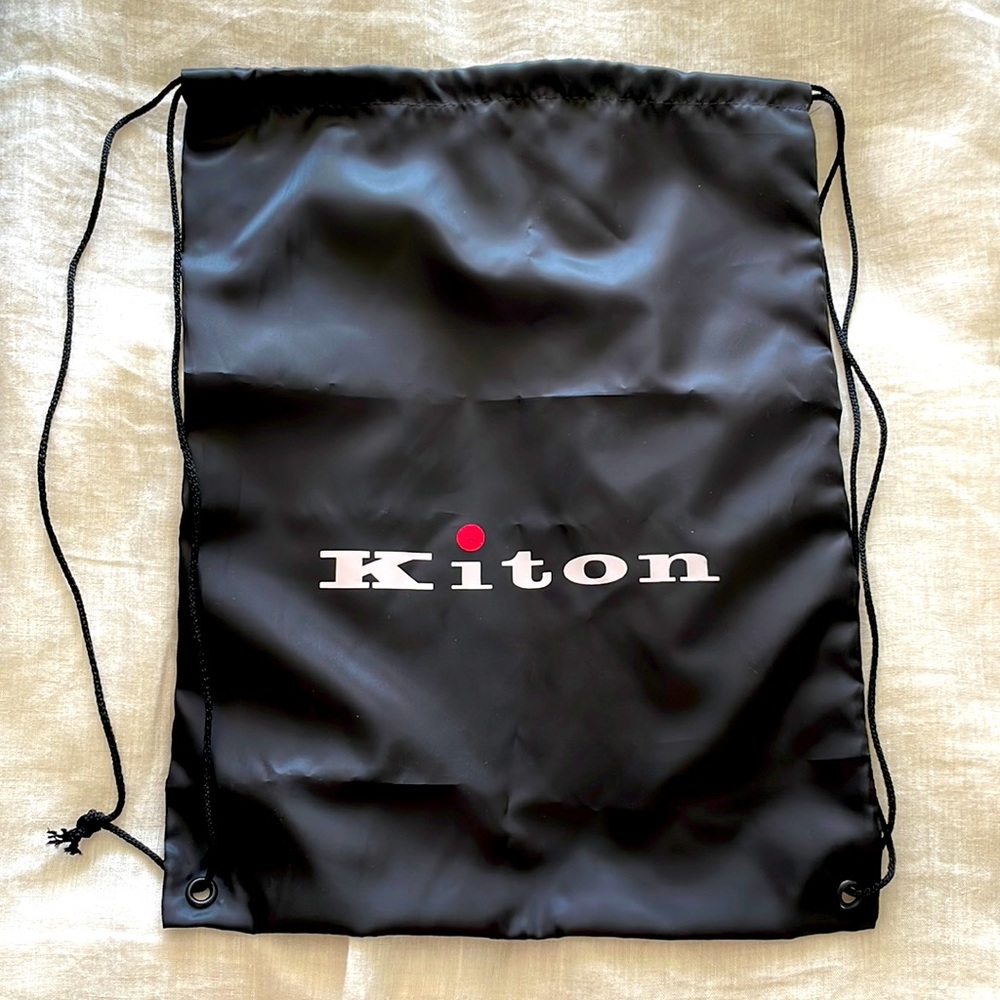 Kiton Black Nylon Drawstring Backpack - image 1